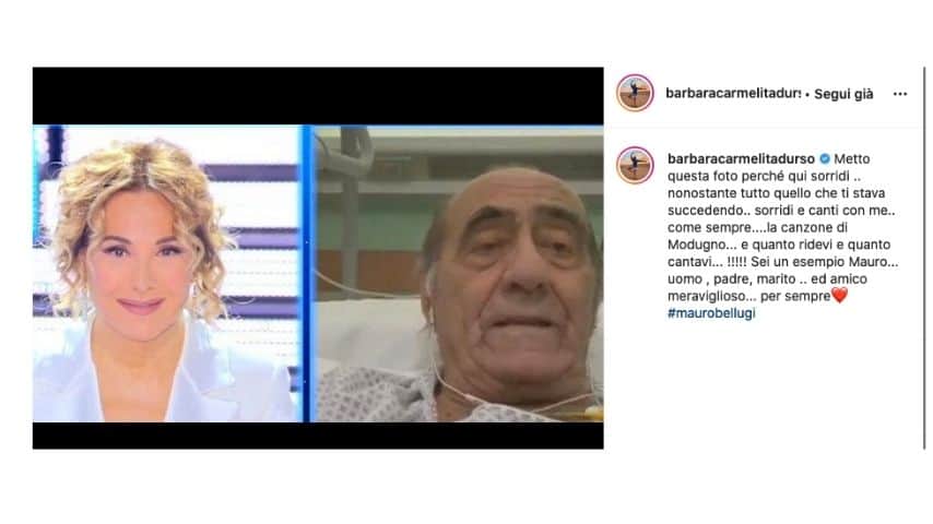 Barbara d'Urso e Mauro Bellugi in collegamento tv