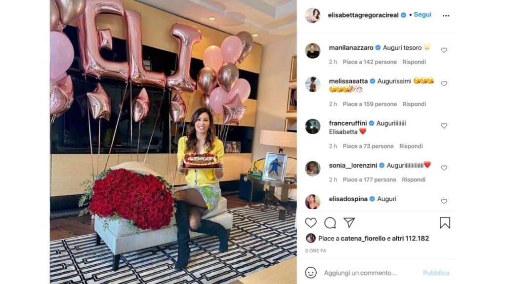 elisabetta gregoraci compleanno post instagram