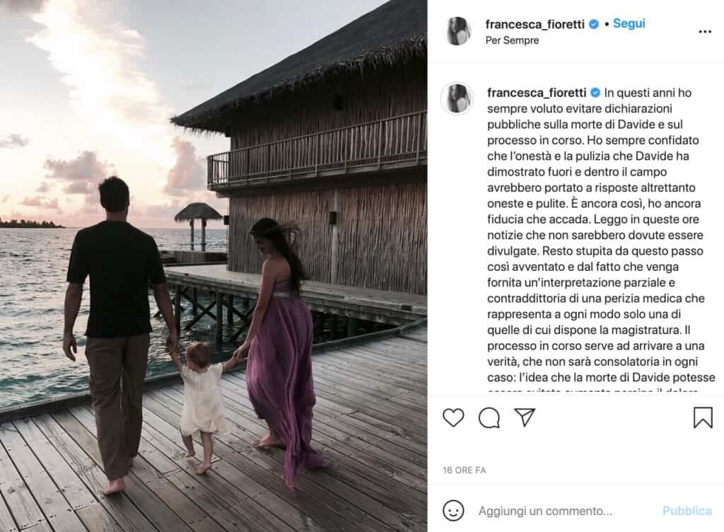 Francesca Fioretti, post instagram