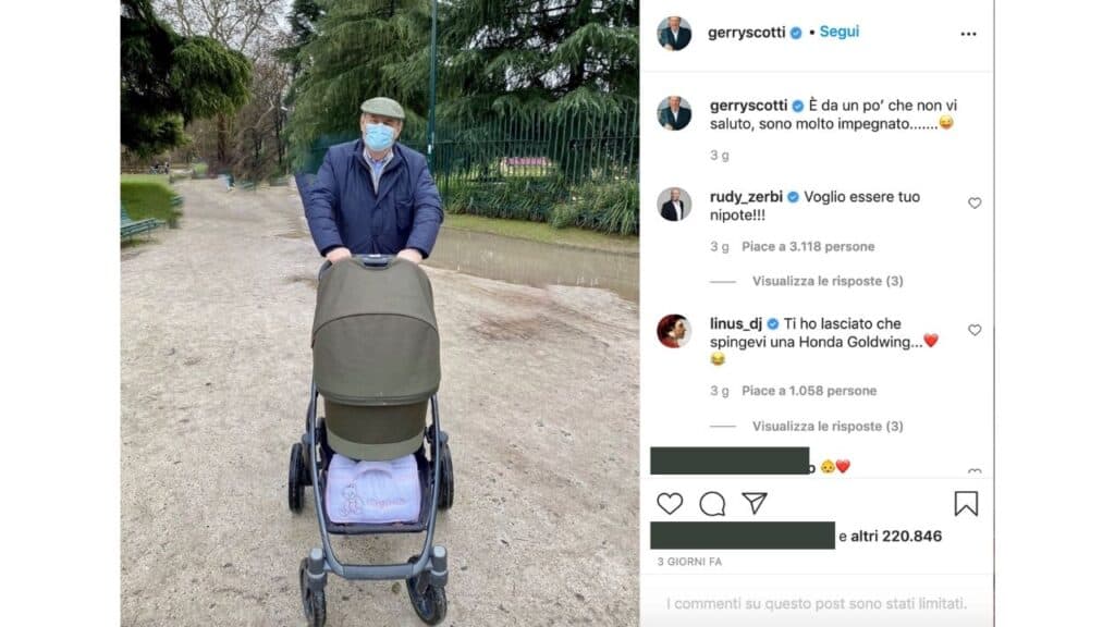 gerry scotti passeggino nipote