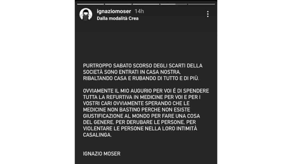 ignazio moser storia instagram furto