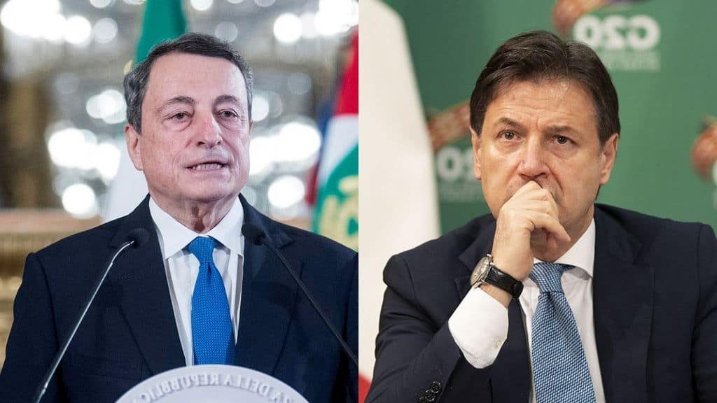 mario draghi e giuseppe conte in primo piano