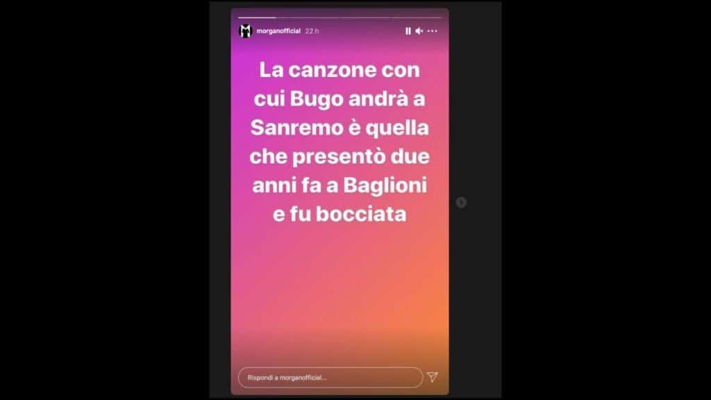 morgan contro bugo su instagram