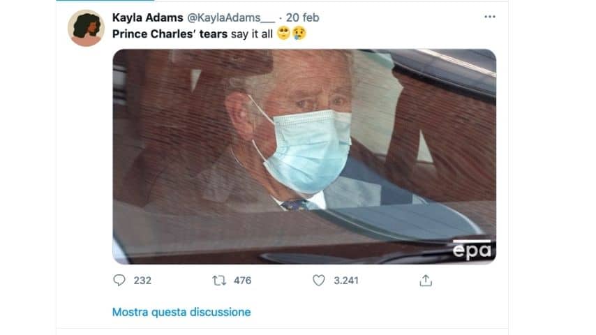 Il principe Carlo lascia l'ospedale in lacrime