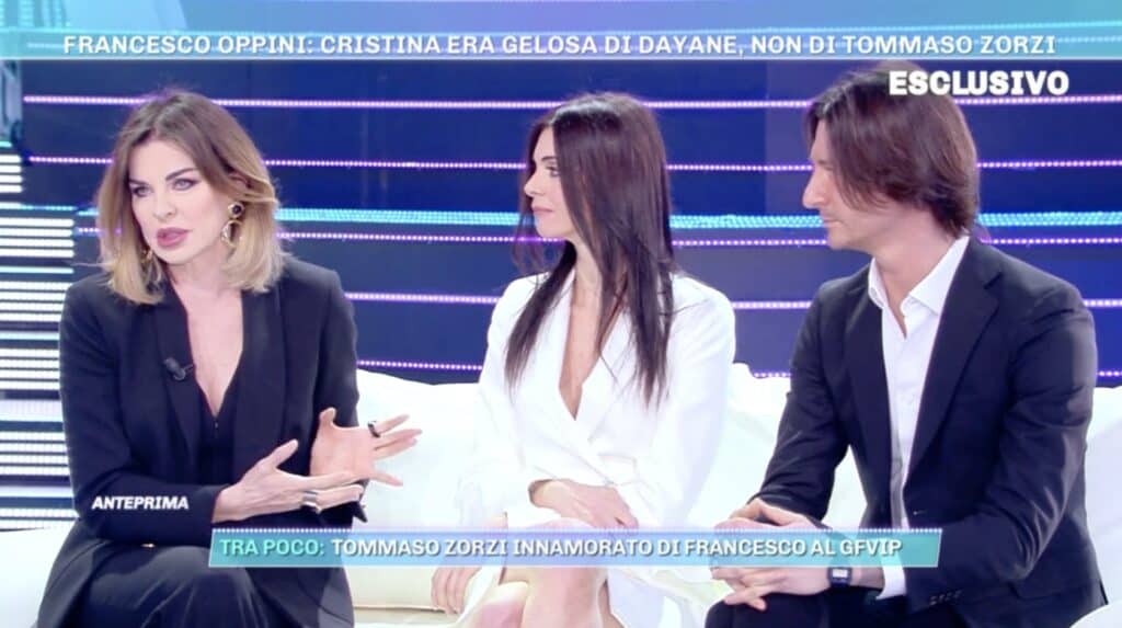 Alba Parietti con Francesco Oppini e Cristina Tomasini a Domenica Live