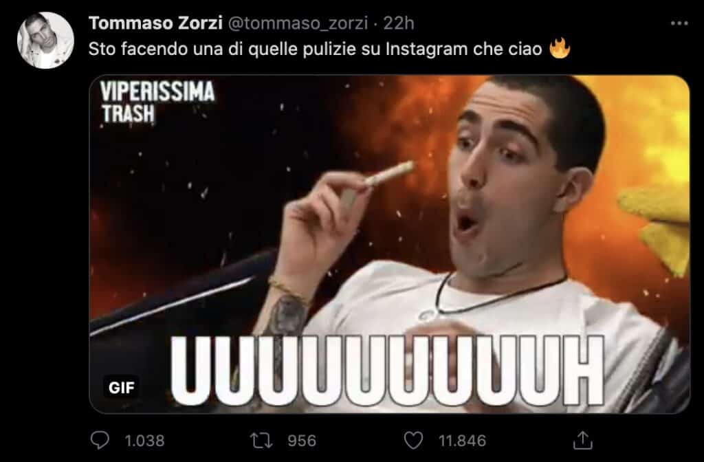 Il tweet di Tommaso Zorzi