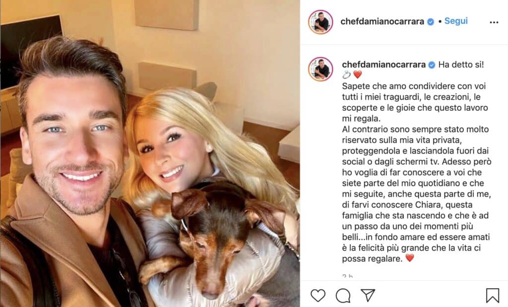 chef damiano carrara si sposa fidanzata Chiara