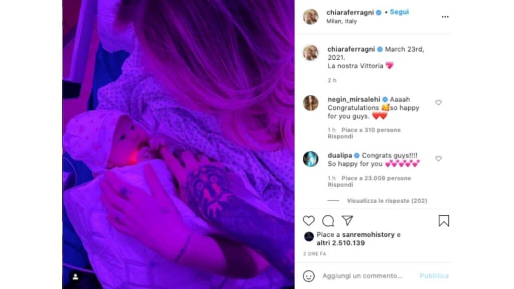 Chiara e Fedez, è nata la figlia Vittoria Lucia Ferragni: il primo video su Instagram di Fedez in lacrime e la prima foto
