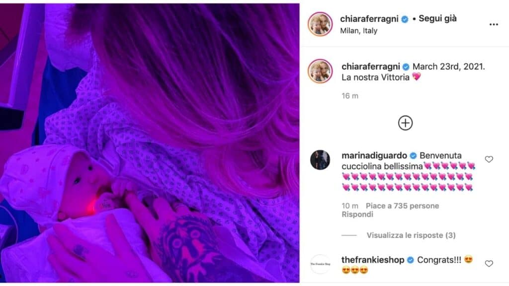 chiara ferragni post nascita bambina