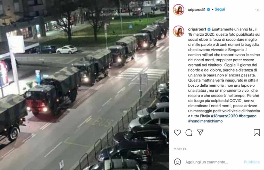 Cristina Parodi, post instagram