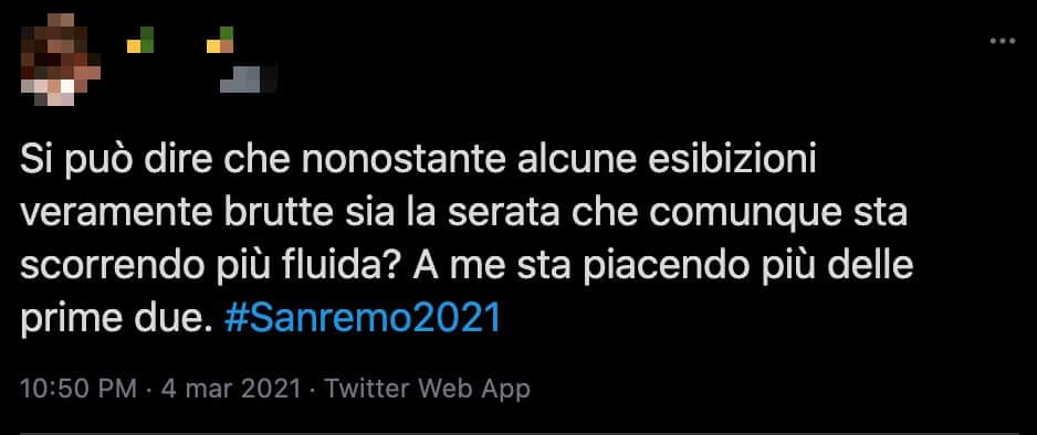 Un tweet sui duetti di sanremo