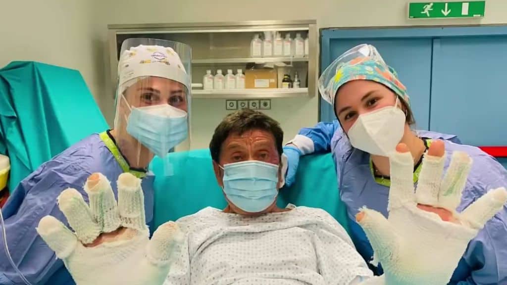 gianni morandi ustionato in ospedale