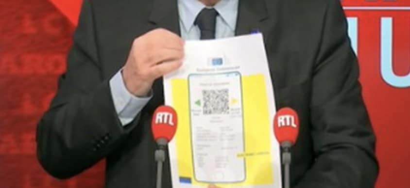 Il passaporto sanitario illustrato da Breton. Fonte: Rtl