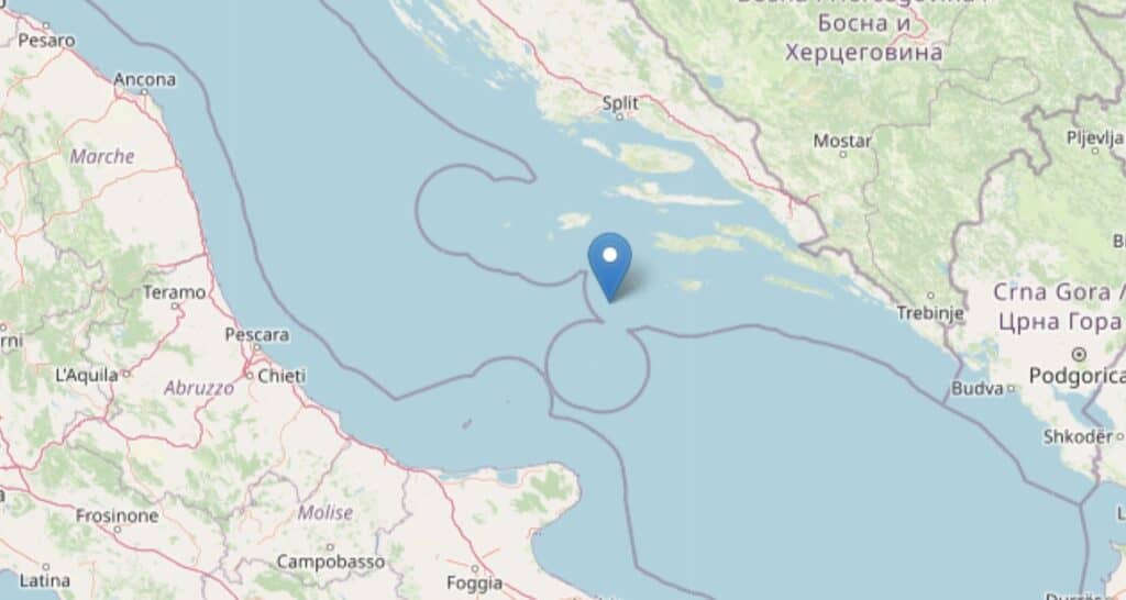 La localizzazione del terremoto. Fonte: Ingv