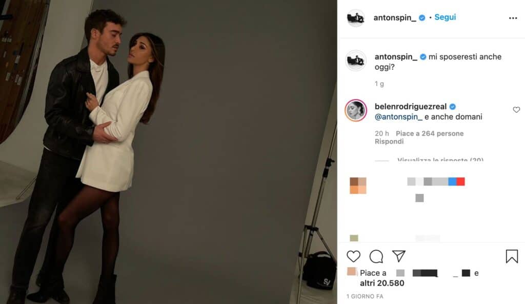 Il post su Instagram di Antonino Spinalbese