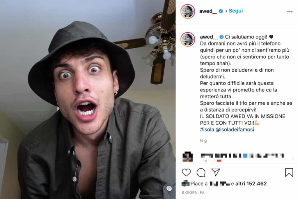 Il post Instagram di Awed