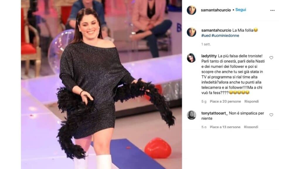 samantha curcio critiche alta infedeltà instagram