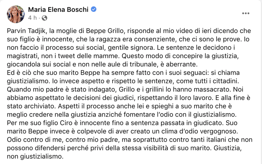 maria elena boschi post ciro grillo