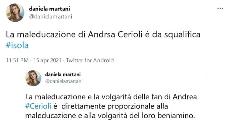 Tweet Daniela Martani