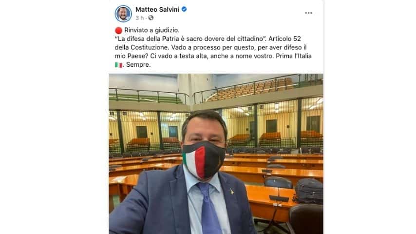 Il post di Matteo Salvini dopo la decisioned del giudice