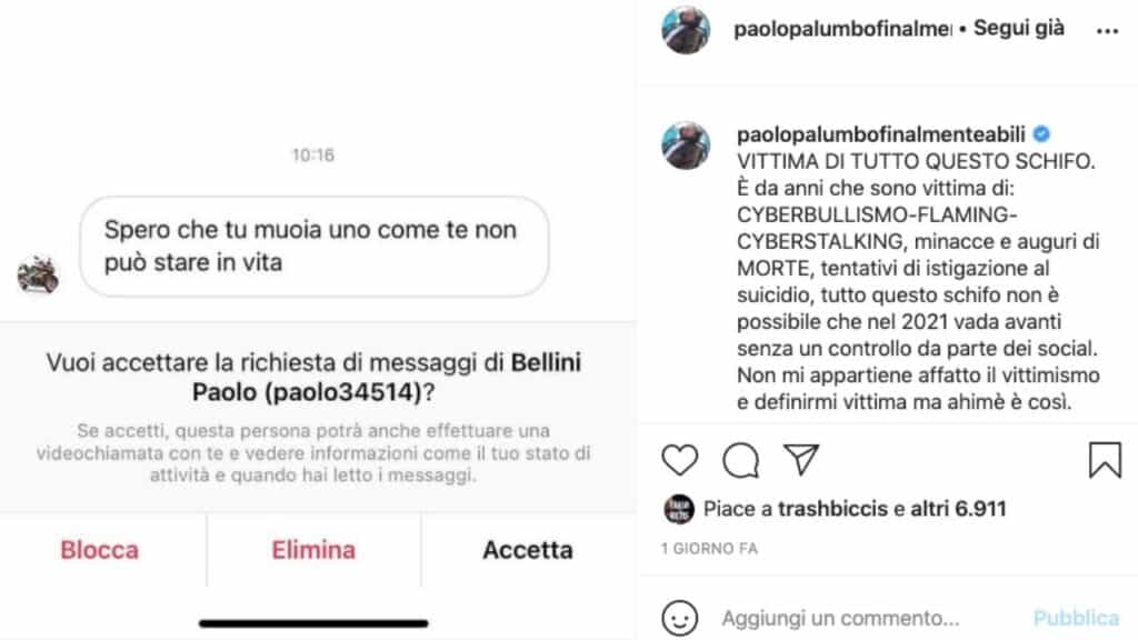 Paolo Palumbo, minacce di morte sui social all'artista affetto da SLA: "Vittima di tutto questo schifo", e pubblica gli screenshot