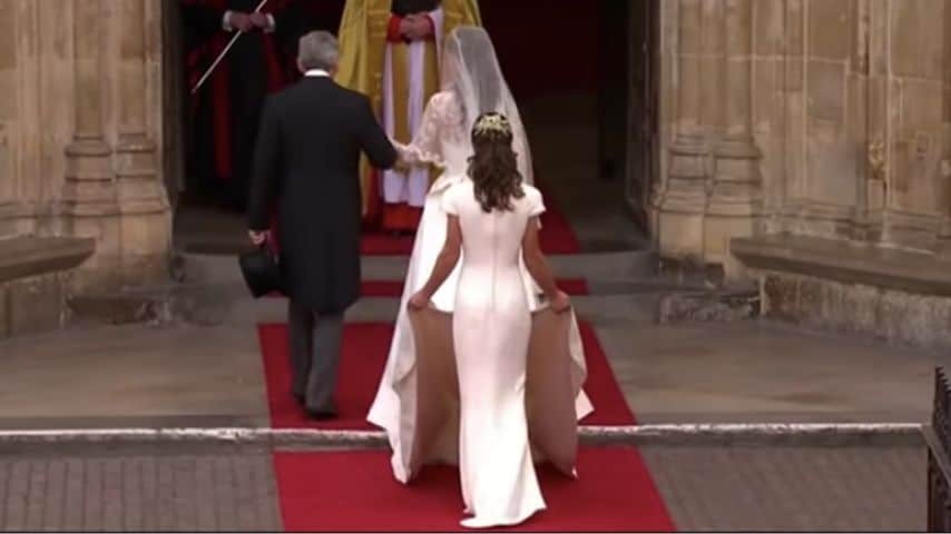 Pippa Middleton al matrimonio della sorella Kate come damigella