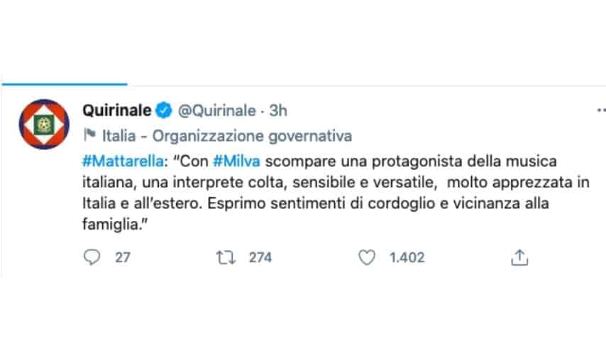 Il Tweet del quirinale