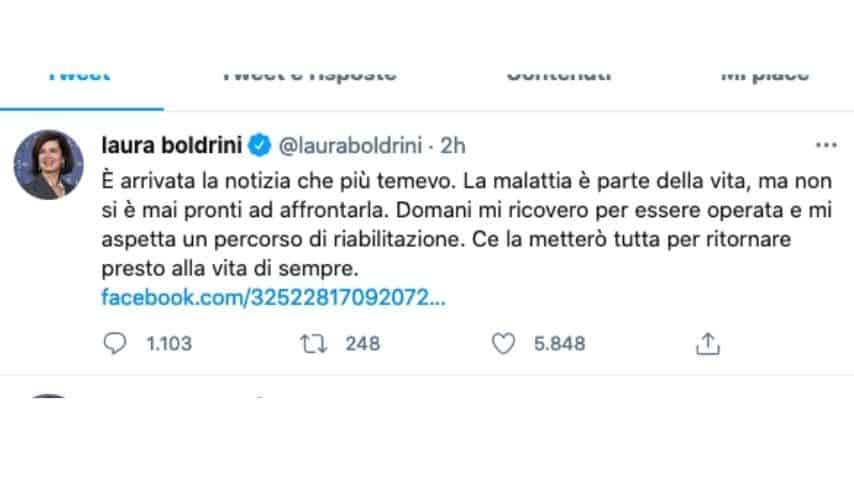 Il tweet di laura boldrini