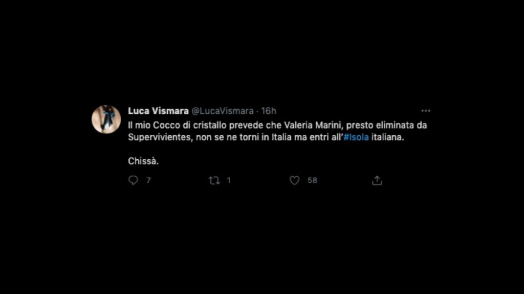 La previsione dell'ex naufrago Luca Vismara su Valeria Marini
