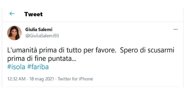 Tweet Giulia Salemi