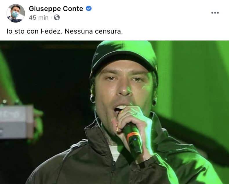 Il post Facebook di Giuseppe Conte