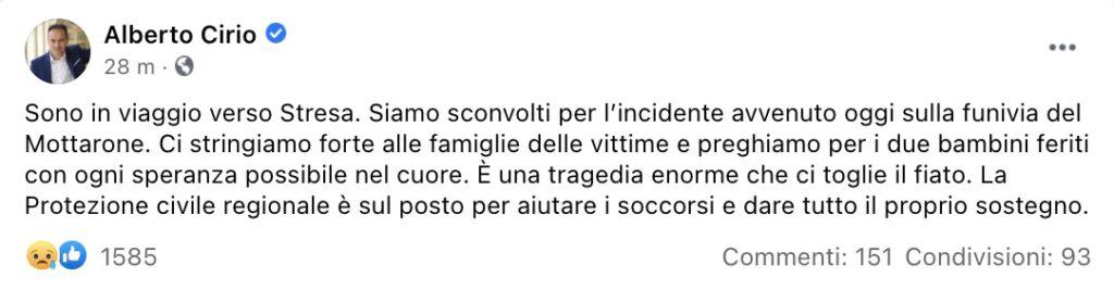 Il post di Alberto Cirio