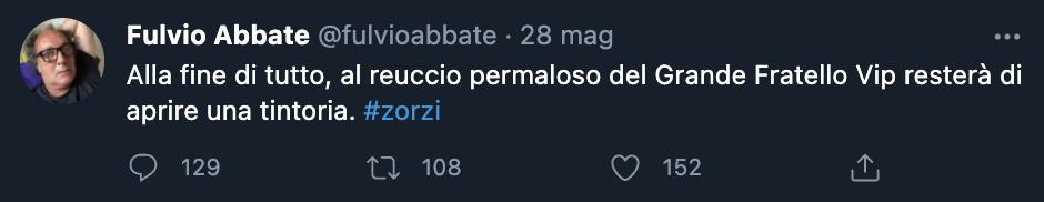 Il tweet di Fulvio Abbate