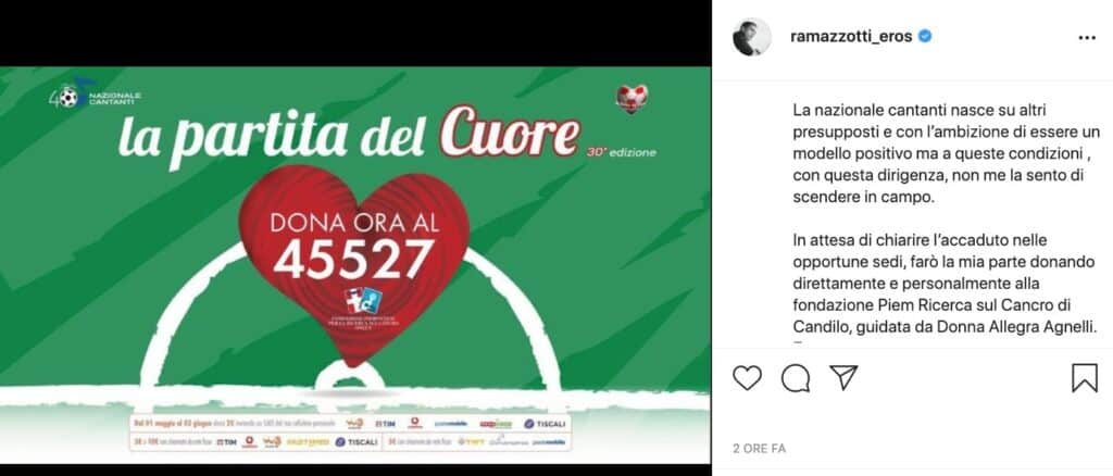 eros ramazzotti partita del cuore ig