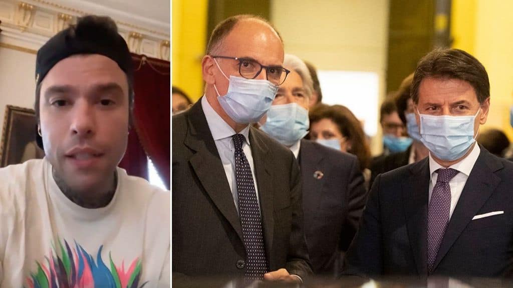 fedez a sinistra e letta e conte a destra