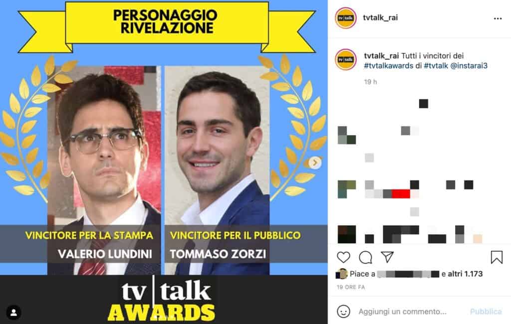 L'annuncio dei premi "Personaggio Rivelazione" dell'anno dei Tv Talk Awards