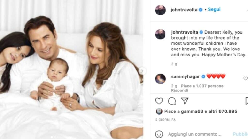 John Travolta, la dedica su Instagram alla moglie morta nel 2020: il messaggio dell'attore nel giorno della Festa della mamma