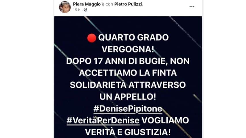 La rabbia di Piera Maggio su Facebook