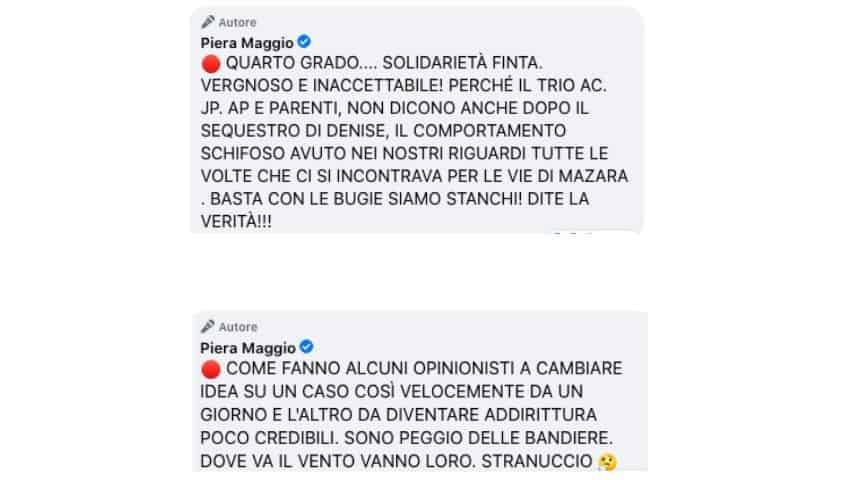 Piera Maggio sbotta sui social