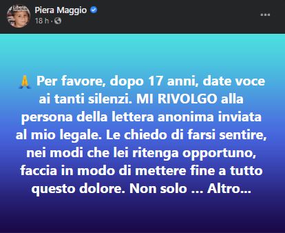 piera maggio, post facebook