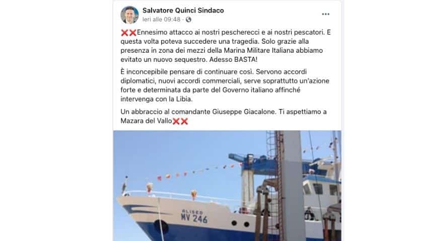 il post del sindaco di Mazara del Vallo