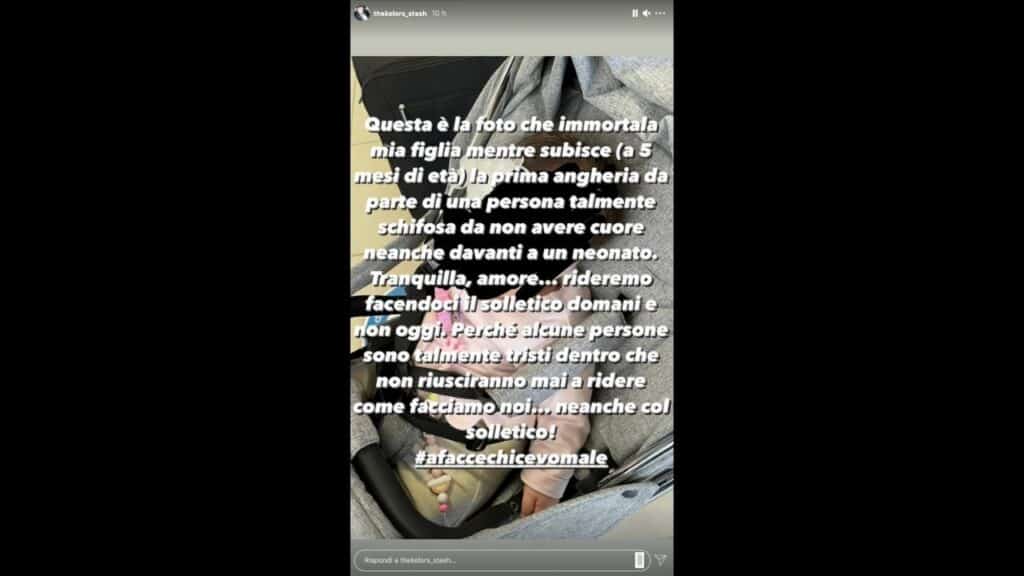 Stash dei The Kolors adirato su Instagram per le angherie subite dalla figlia Grace: "Persona schifosa"