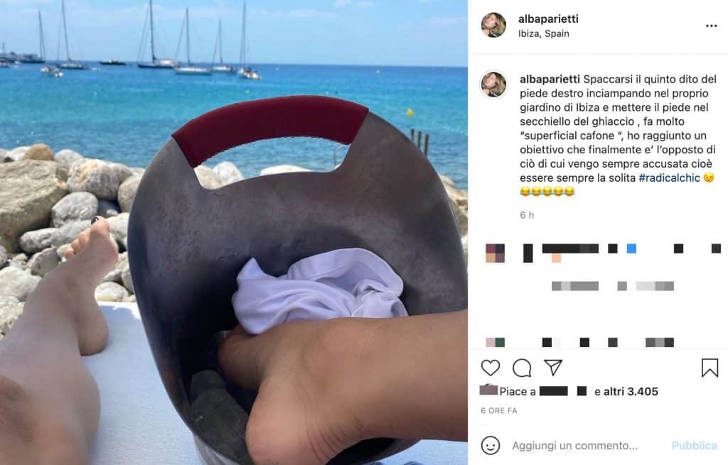 Il post Instagram di Alba Parietti