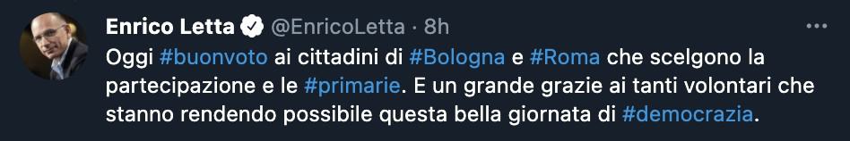 Il tweet di Enrico Letta