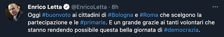 Il tweet di Enrico Letta