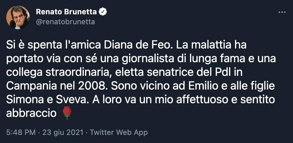 Il tweet di Renato Brunetta