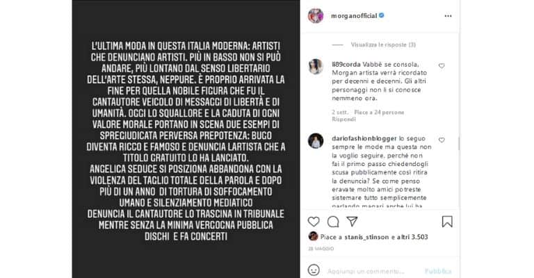 Morgan denunciato