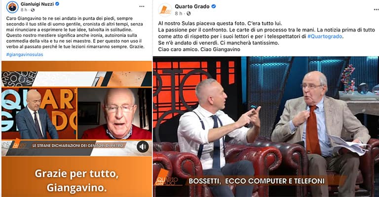 Post di Gianluigi Nuzzi e Quarto Grado su Facebook