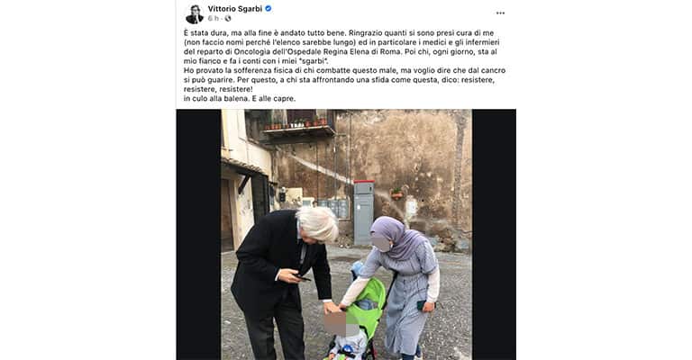 Post di Vittorio Sgarbi su Facebook