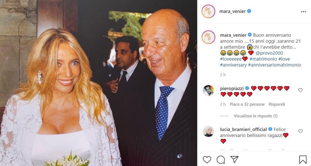 mara venier anniversario di matrimonio post instagram